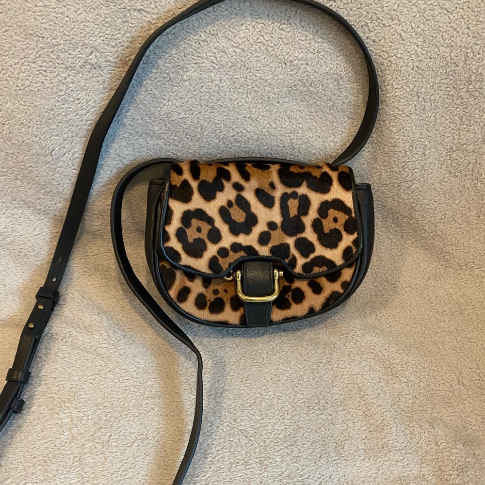 J. Crew black leopard mini crossbody
